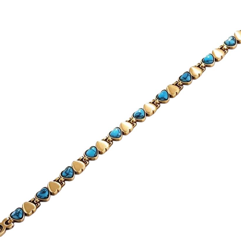Retro Versatile Turquoise Full Magnetic Adjustable Heart Anti-Fatigue Bracelet
