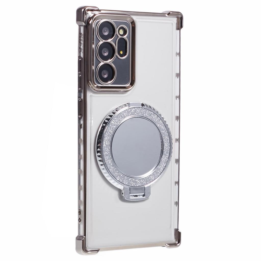 For Samsung Galaxy Note20 Ultra/Note20 Ultra 5G Case Electroplating TPU Cover with Kickstand Mirror