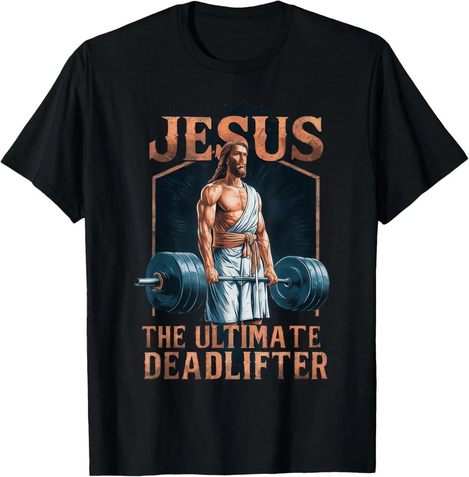 Jesus The Ultimate Deadlifter Fitness Gym Vintage Christian T-Shirt S