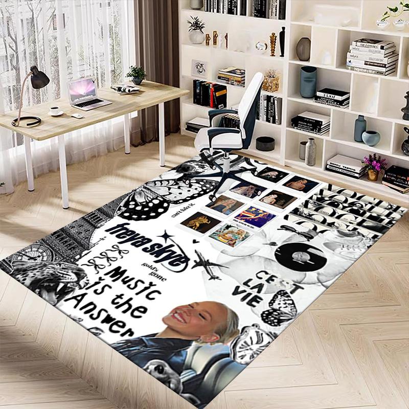 Music Fashion Collage Carpet For Playroom Bedroom Living Room Sofa Home Decorkids Game Area Rug Nonslip Floor Mat