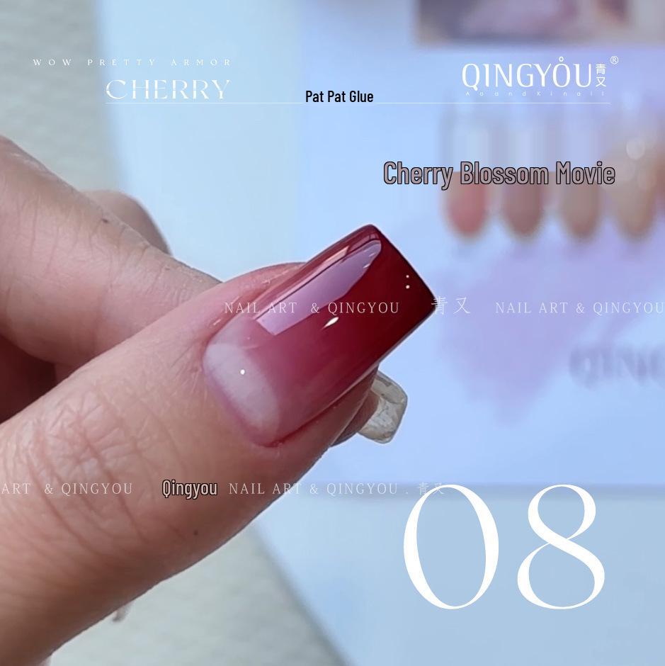 Nude Pink Cherry Blossom Gel Polish - Blurring & Gradient Nail Art