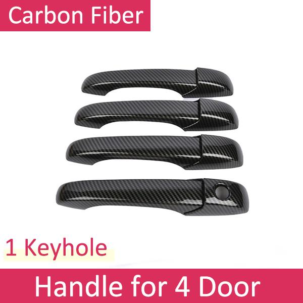 For Jeep Patriot 2007~2017 Chrome Gloss Black Carbon Fiber Smart Door Handle Cover Trim Set Car Styling Exterior Accessories