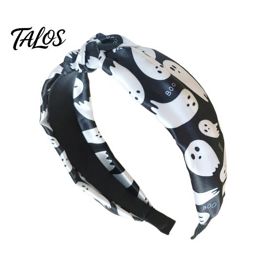 Wide Brim Fabric Headband Halloween Knotted for Women, Retro Turban Headband, Ghost Party Hairband Bat Pumpkin Hair Band, Cosplay Costume Accessories