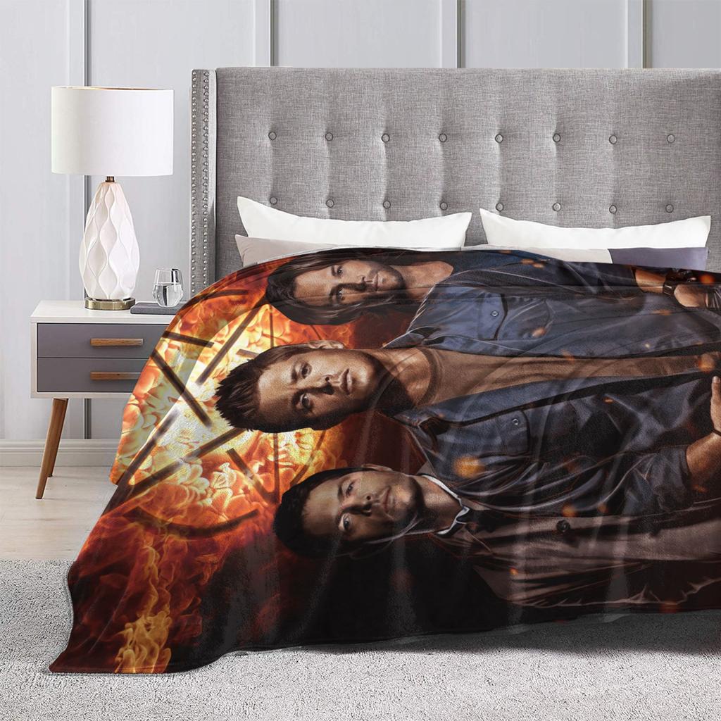 Warm Soft Blanket Camping Sam Winchester Supernatural Throw Blanket Flannel Bedspread For Couch Chair Sofa Bed Sofa Bed Cover