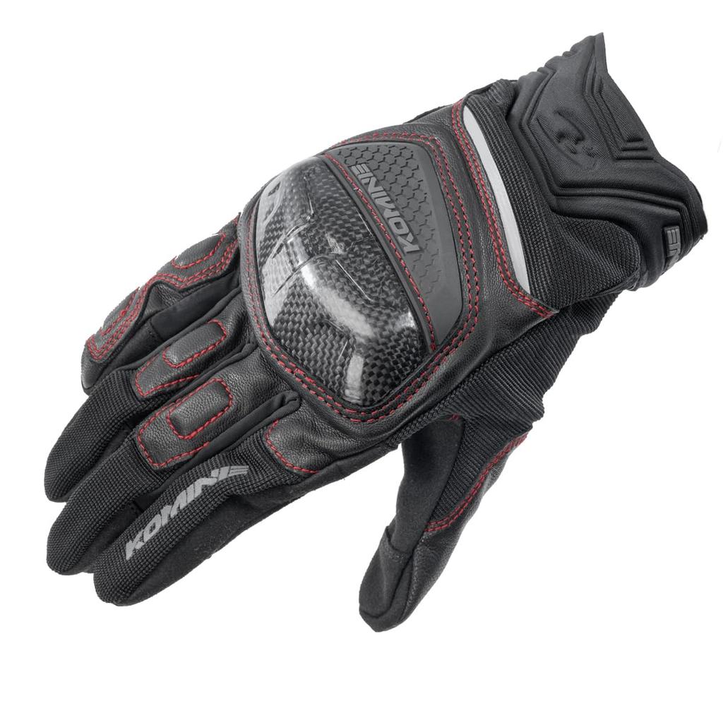 Komine 06-268 GK-268 Carbon Mesh Gloves for Motorcycles 2025 Black Red S