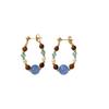 Luxurious Retro Tiger Eye & Blue Pearl Stud Earrings for Women