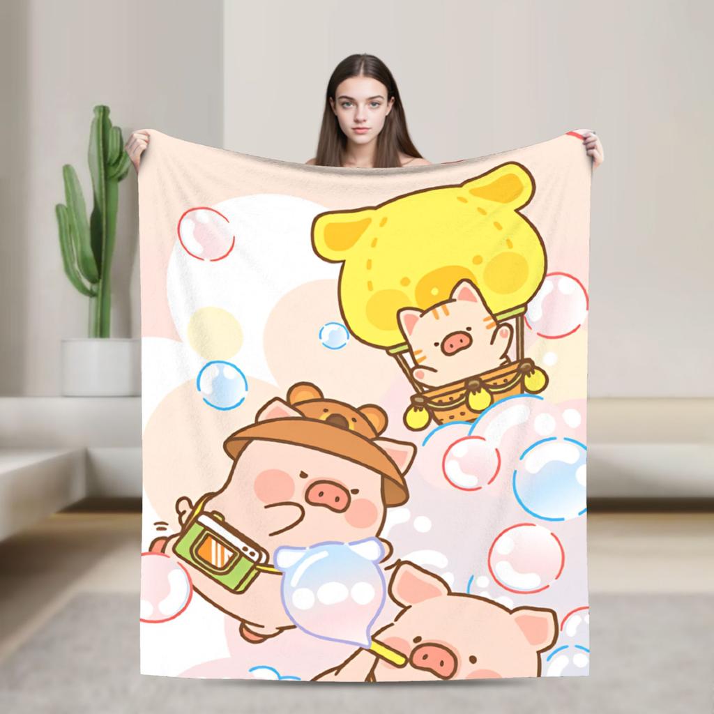 L-Lulu Pig Warm Blanket Kids Adult Plush Throw Blanket Aesthetic Home Decor Flannel Bedspread Sofa Bed Cover