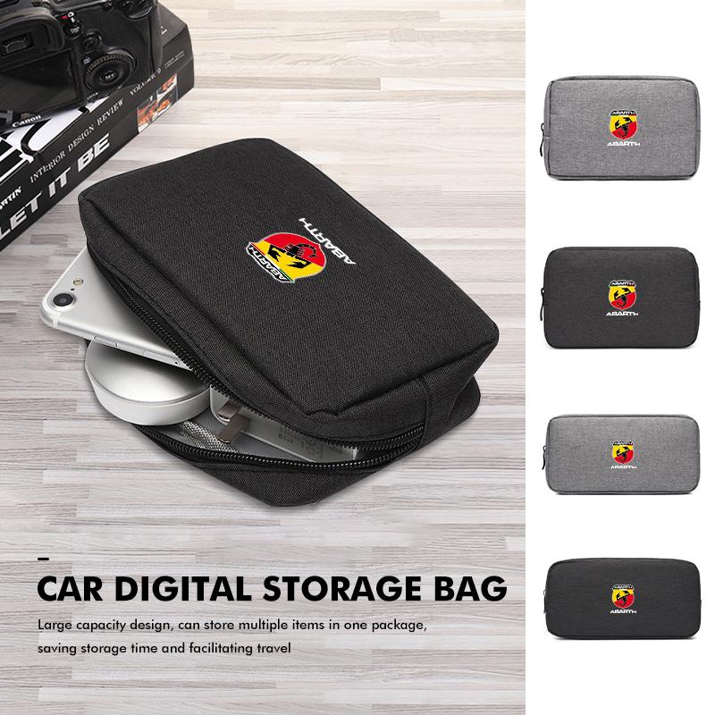 Car Data Cable Charger Portable Hard Disk Organizer Storage Bag For Abarth Freemont Strada 500x Grande Punto Ducato Stilo Palio