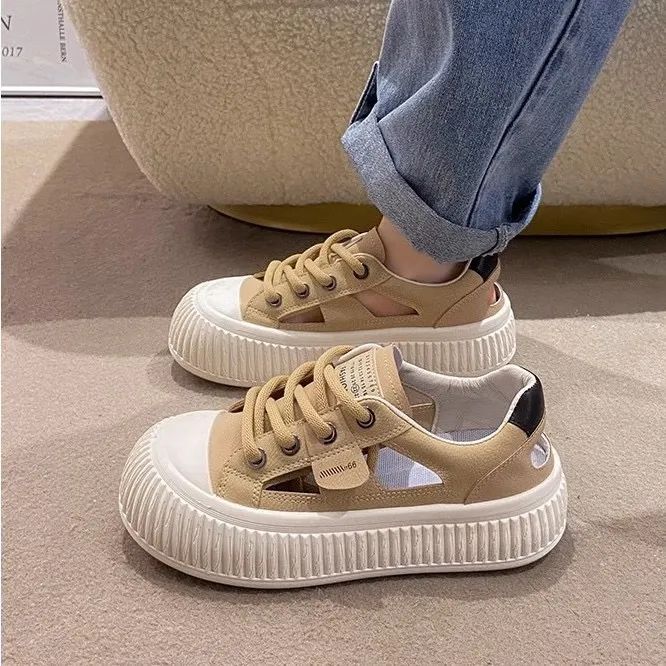 Woman Footwear Summer Hollow High On Platform Round Toe Shoes for Women New Arrival 2025 39 Offer Stylish Vulcanized Shoe Sale