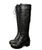 Long boots, women's new autumn and winter cos shoes, white, black, tall front lace-up Martin boots, medium heel women's boots.