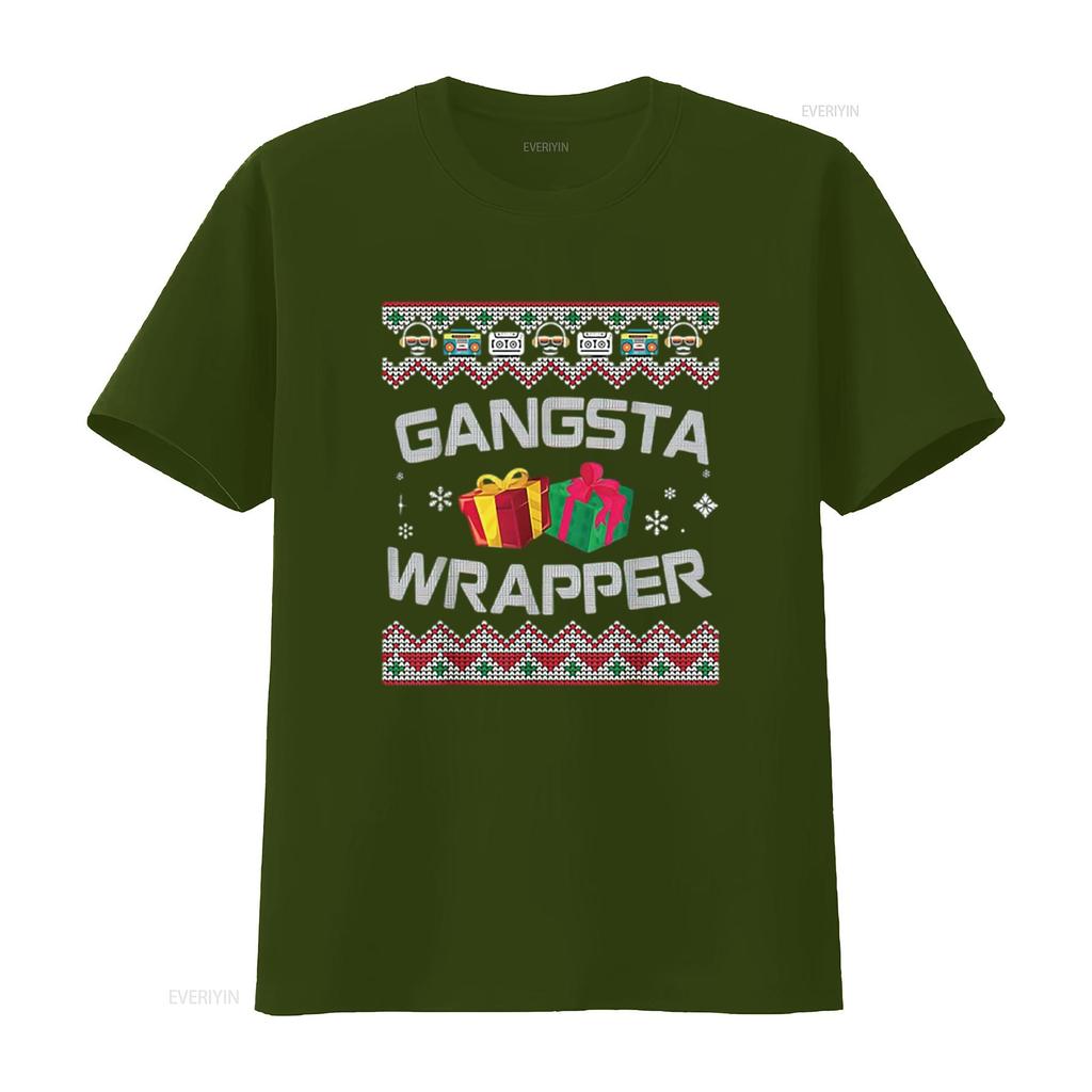 Gangster Wrapper Merry Christmas Rapper Gangsta Sweater Womens T Shirt Black Vintage Washed Unisex Versatile Comfortable Homme