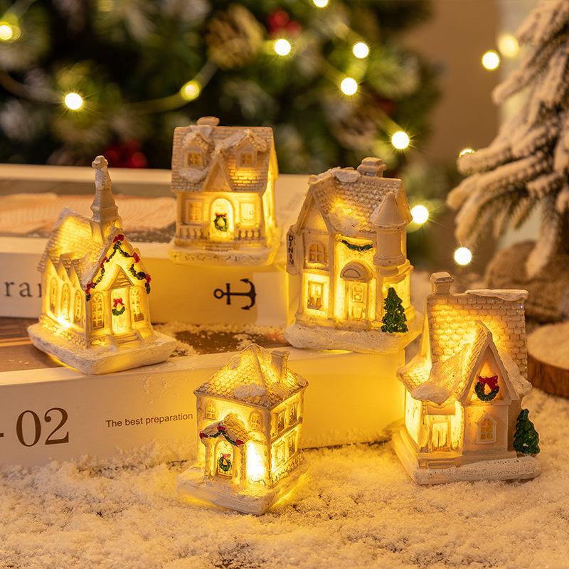 LED Light-Up Christmas Resin House Ornament
