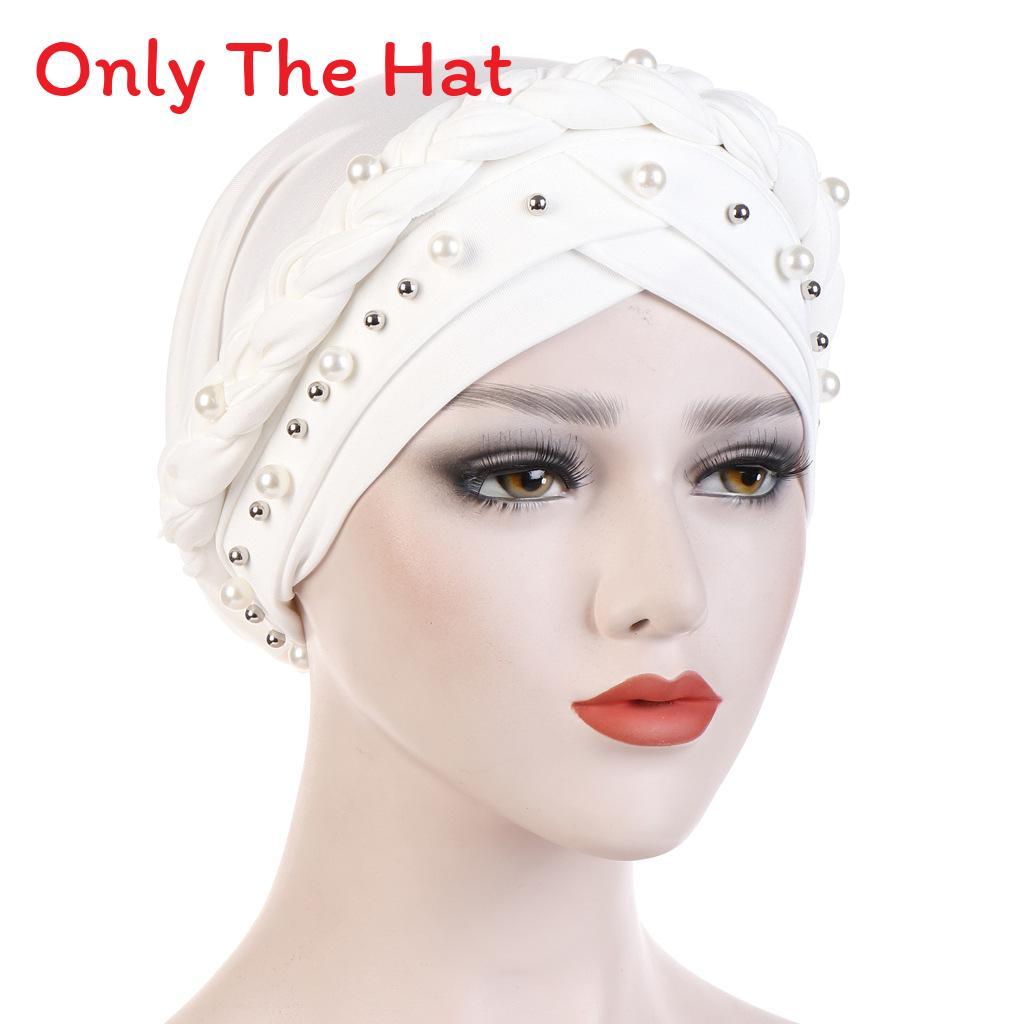 Basic Polyester Muslim Headscarf With Pearl Embellishments For Daily Wear
