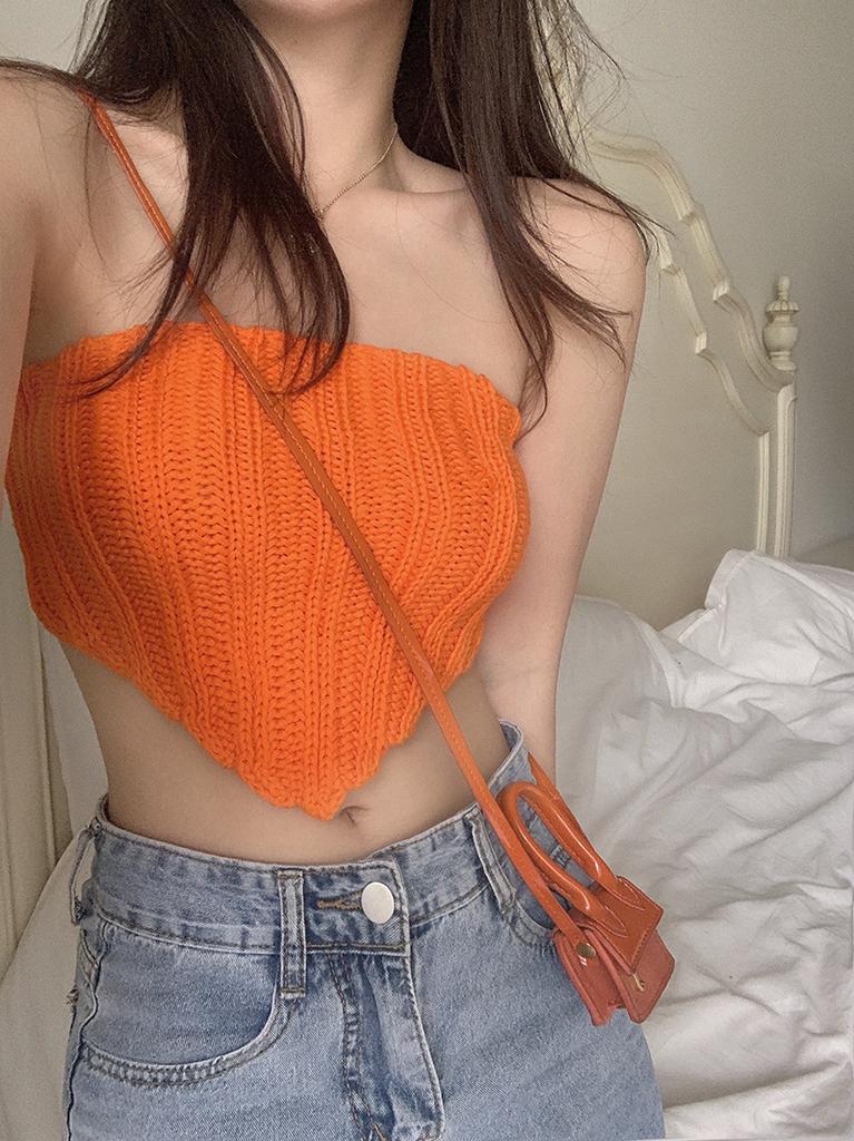 American Spice Girl Inner, Knitted Tube Top, Summer Women's Slim-fit Bottoming Vest, Outer Top Women's