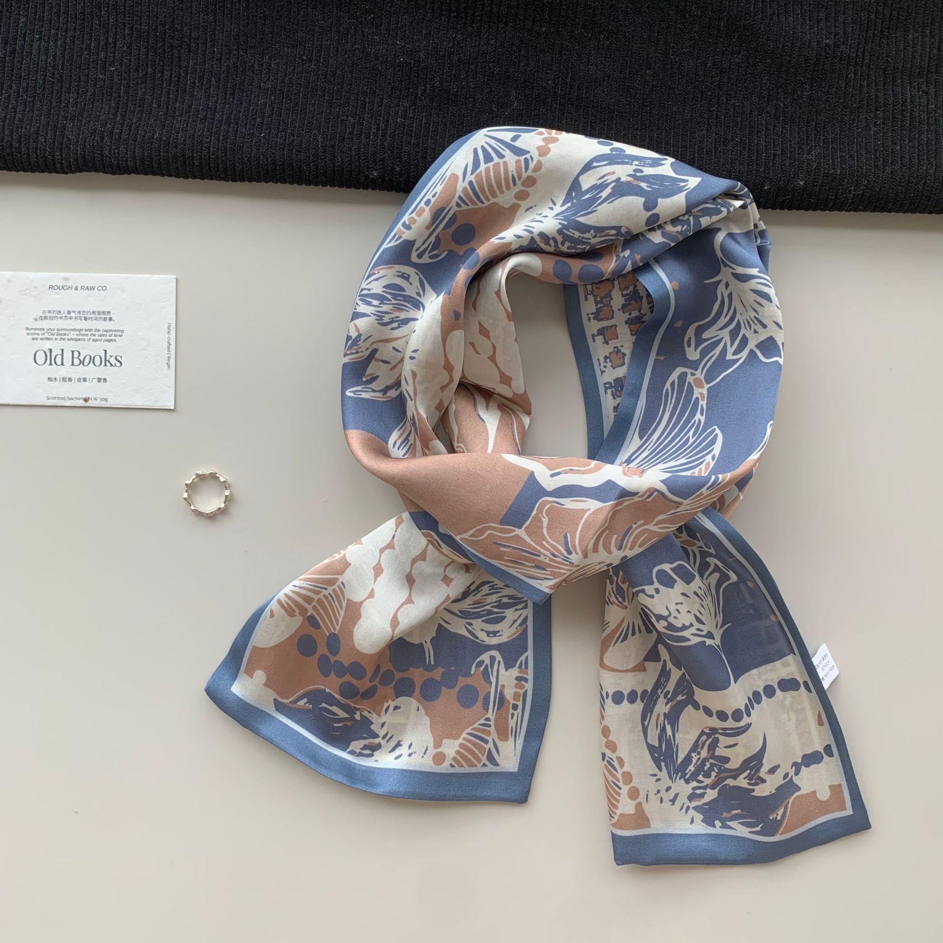 Silk silk scarf women s 2026 new women s spring thin long strip high-end small streamer narrow matching shirt spring 15-145