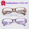 2Pcs Classic Fashion Reading Glasses Rectangle Frames Blue-Light Blocking Computer Readers Glasses HD Durable Presbyopia Eyewear