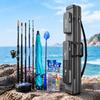 Sea Fishing Rod Bag Double-Layer Rectangular Oxford Fishing Tackle Storage Bag with Shoulder Strap
