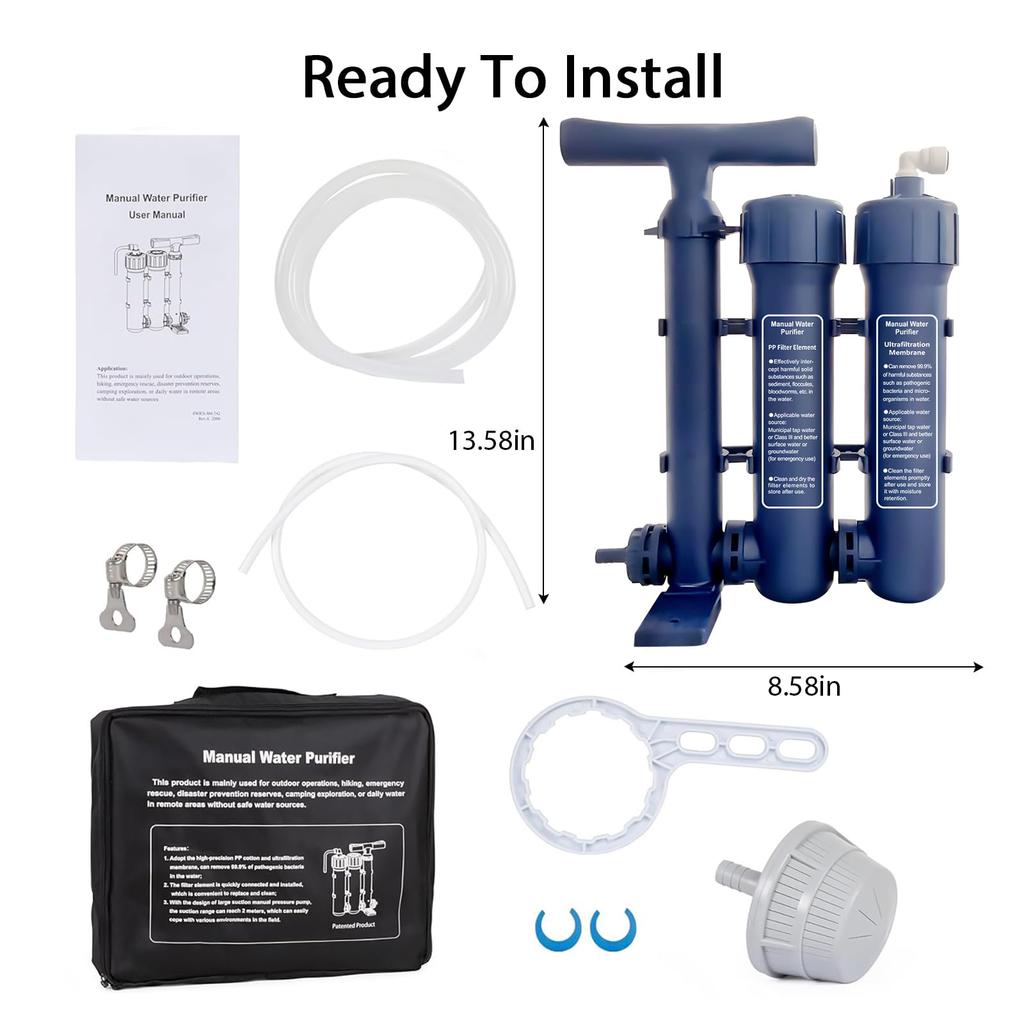 Field Camping Survival Purifier Portable Water Purifier Drinking Water Filter Outdoor Water Purifier Handheld Pressure Filter