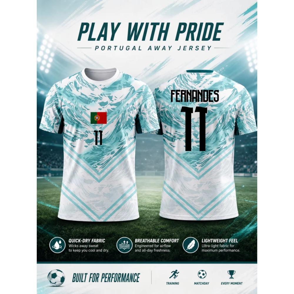 Portugal Away 2026 Skin Friendly Four Sided Elastic Sportswear, Moisture Wicking Fan Jersey