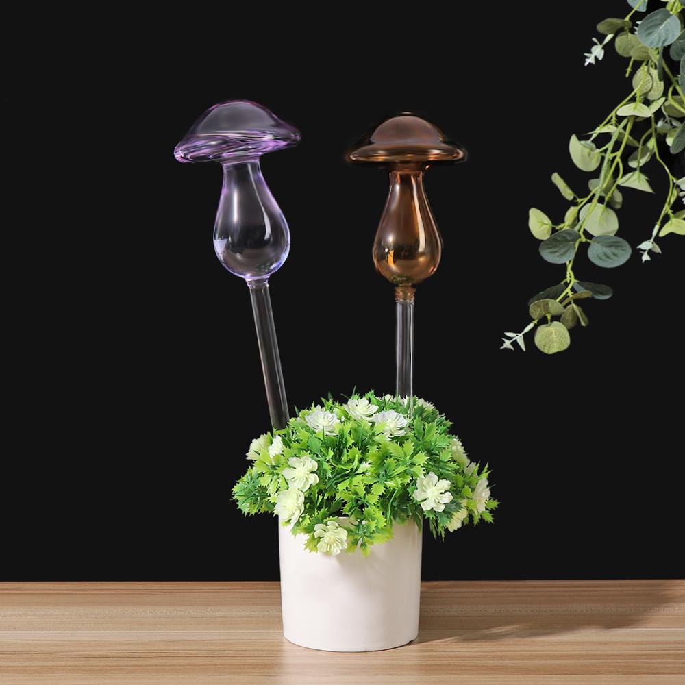 

New Arrival Fashion 1Pcs Glass Plant Flowers Water Feeder Self Watering mushroom Design Plant Watering