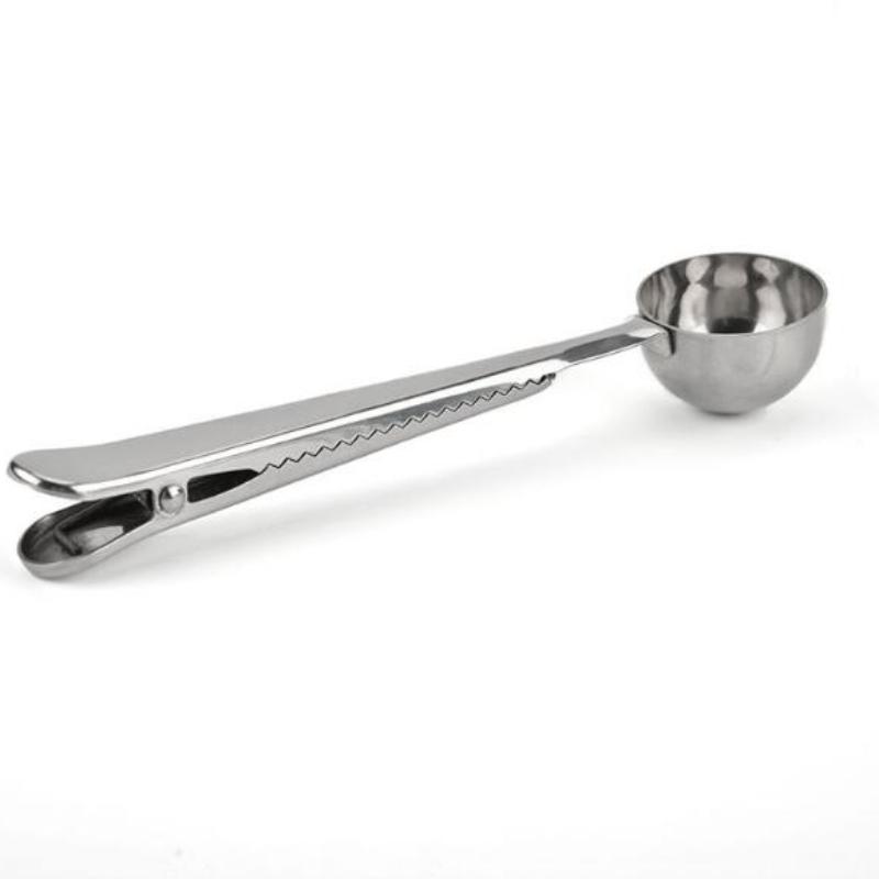 Colher Dosadora Multifuncional de Aço Inoxidável para Café com Clipe para Saco, Colher Seladora para Chá Café, Gadget e Acessórios de Cozinha
