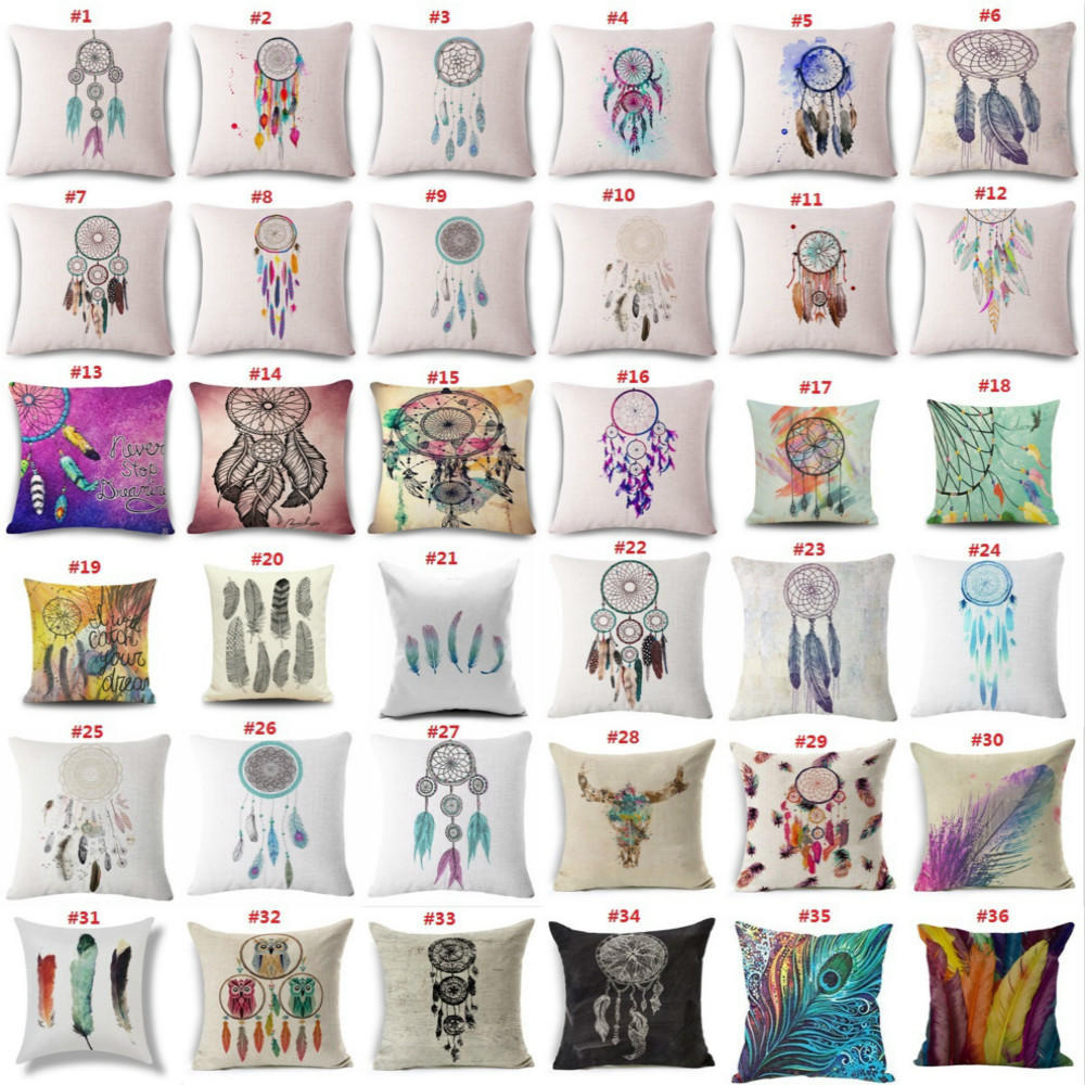 

Чехлы для подушек «Ловец снов» с разноцветными перьями, декоративная наволочка, наволочка
