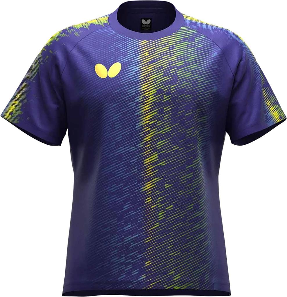 Butterfly Table Tennis Creet Size 47900 Short-Sleeve T-Shirt, T-Shirt, Moisture-Wicking, Quick-Drying, Stretchable, Unisex, Blue, L,