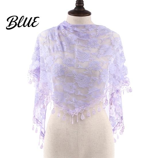 Boho Lace Scarf for Daily Use Floral Shawl with Tassels Women Elegant Sheer Wrap Wedding Head Church Evening Party Lightweight Rose Jacquard Fringed