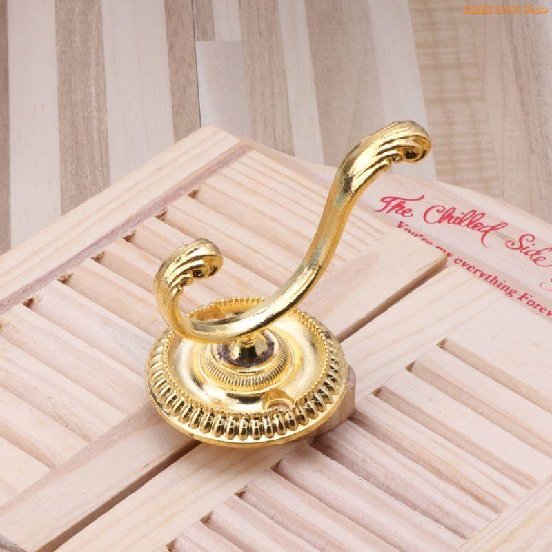 K1AE Heavy Duty Wall Hooks Antique Hanger Sturdy Decorative Coat Racks Zinc Alloy Double Hook for Hanging Hats Towels Keys