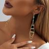Gold Elegant Natural Stone Earrings With Trendy Fringe And Detail Chain