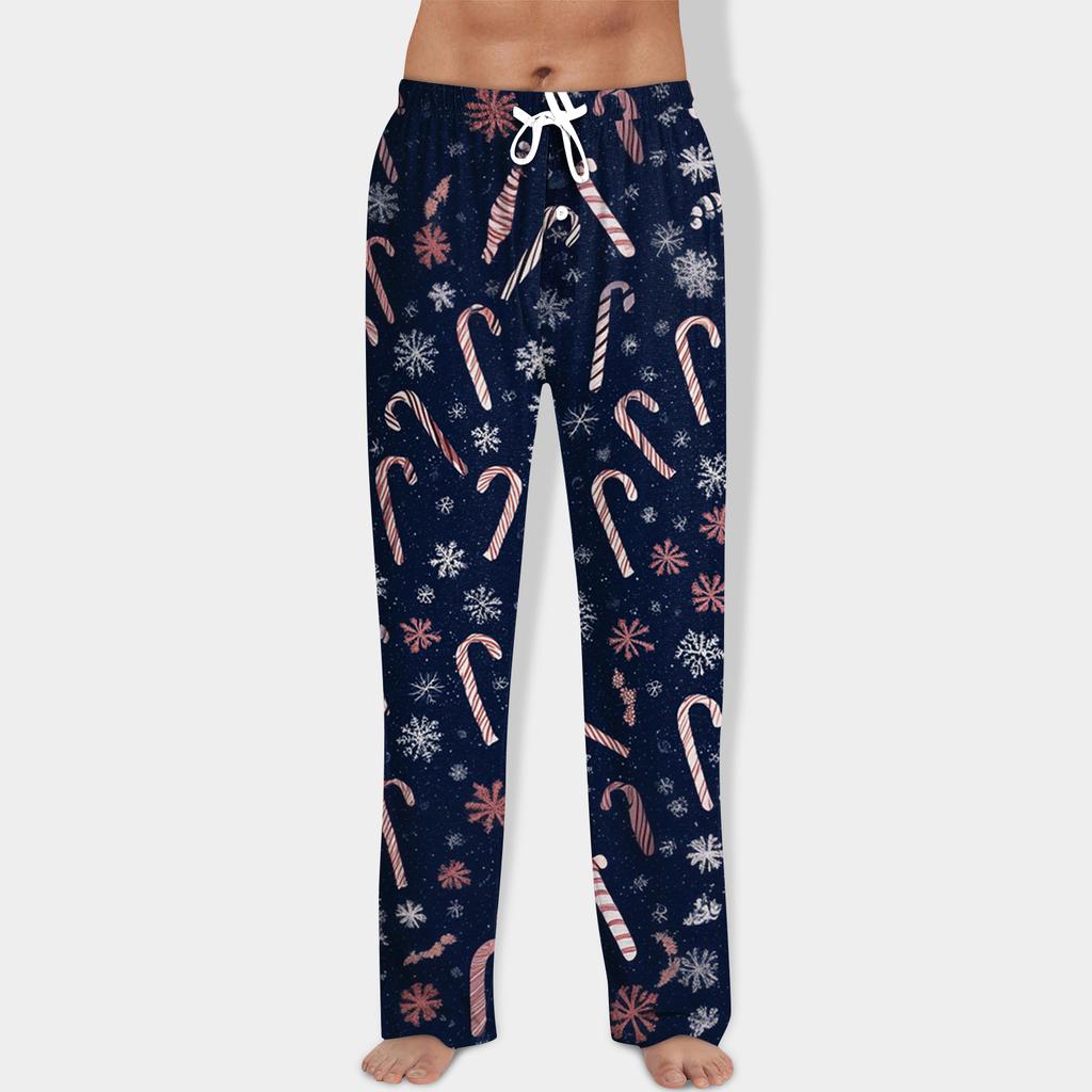 Men's Christmas Print Drawstring Pants Casual Pajama Pants