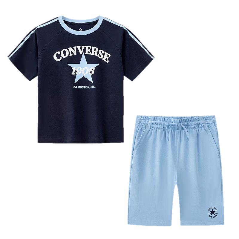 Converse Unisex Kids  Striped Color-block T-shirt & Shorts Set XL