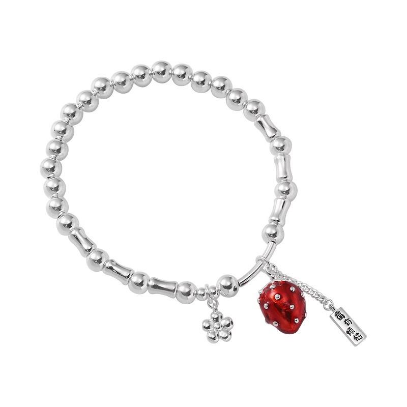 Neuzugang Trendiges Erdbeer Platinplattiertes Damen Charm Armband Promotion Schmuck Für Frauen Geburtstagsgeschenke Kein Verblassen