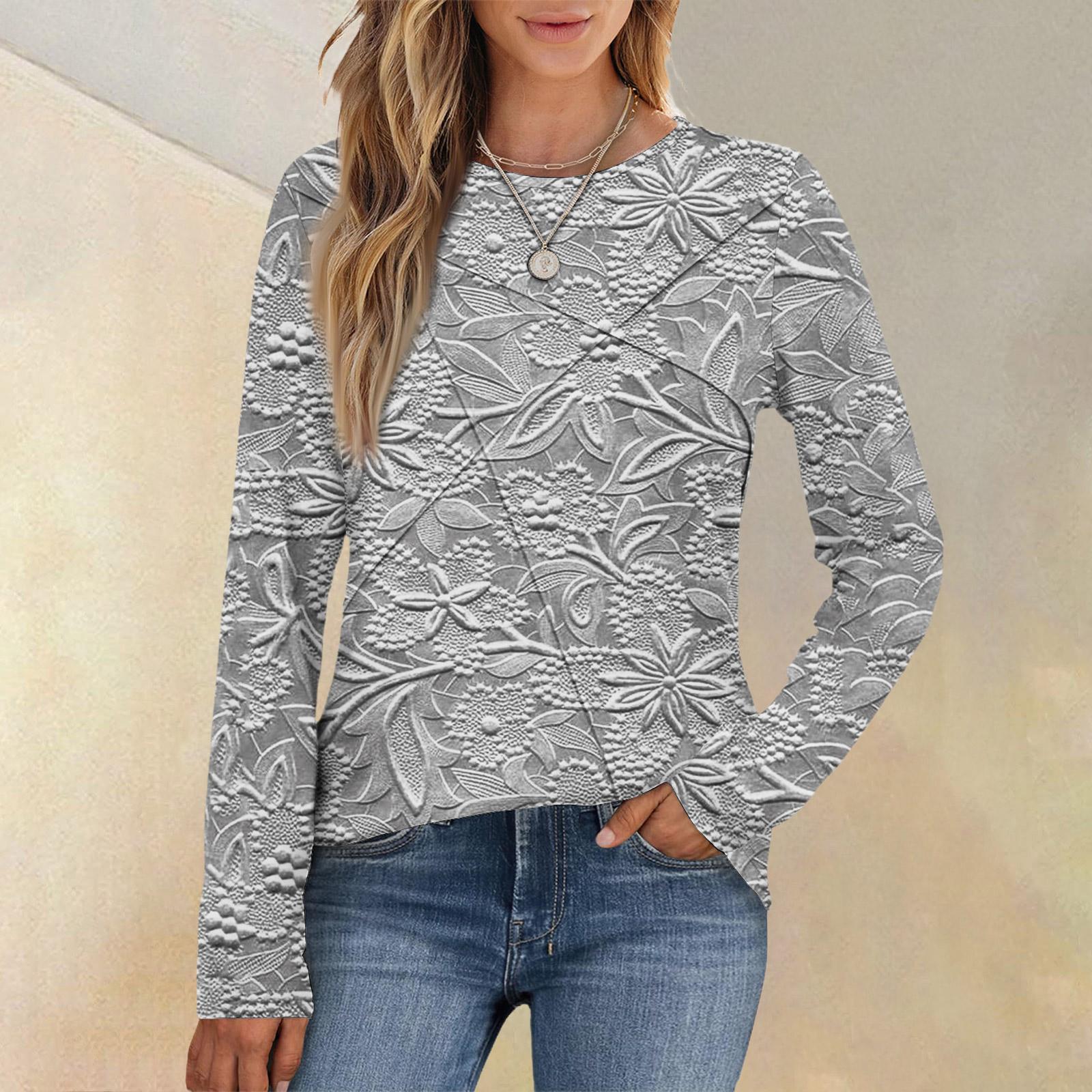 

Модная женская блузка с длинным рукавом, круглым вырезом, повседневная, плиссированная, с цветочным принтом, свободного кроя S