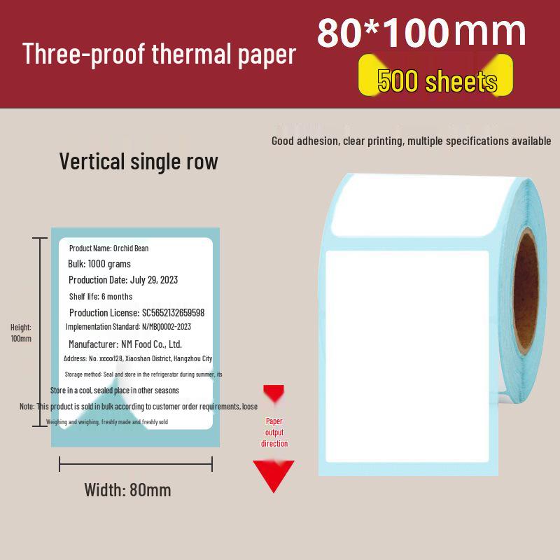 Waterproof Self-Adhesive Thermal Label Paper for ePacket Waybills, 100x150 Mm