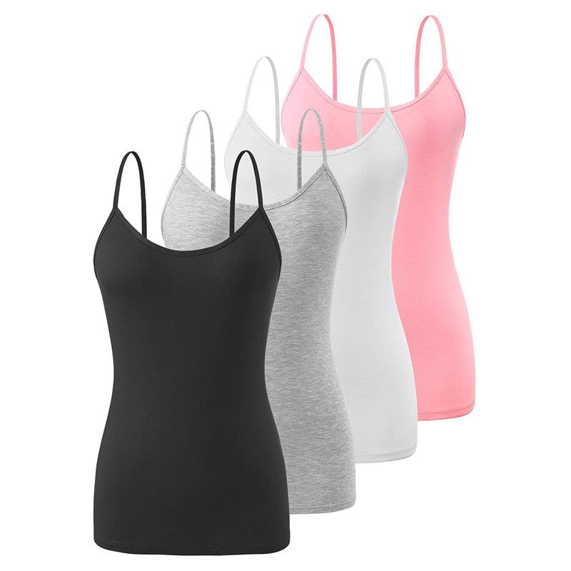 Sleeveless Women's Camisole with Chest Pads - Spaghetti Strap Tank Top, Wire-Free Cup, Ideal As Outerwear Base Layer or Yoga Sportswear