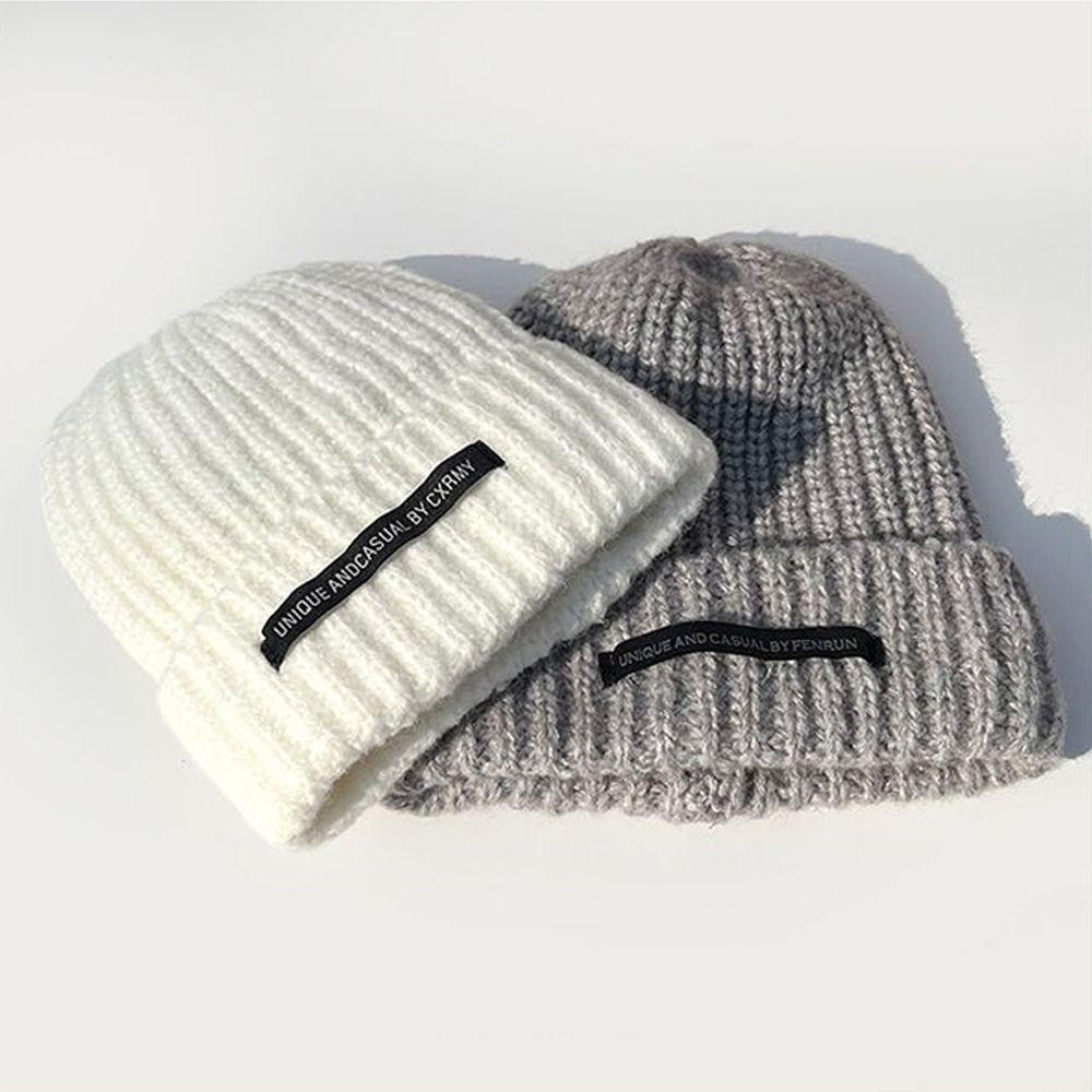 Winter Warm Knit Cap Solid Color Slouchy Bonnet New Leisure Cap  Women Men