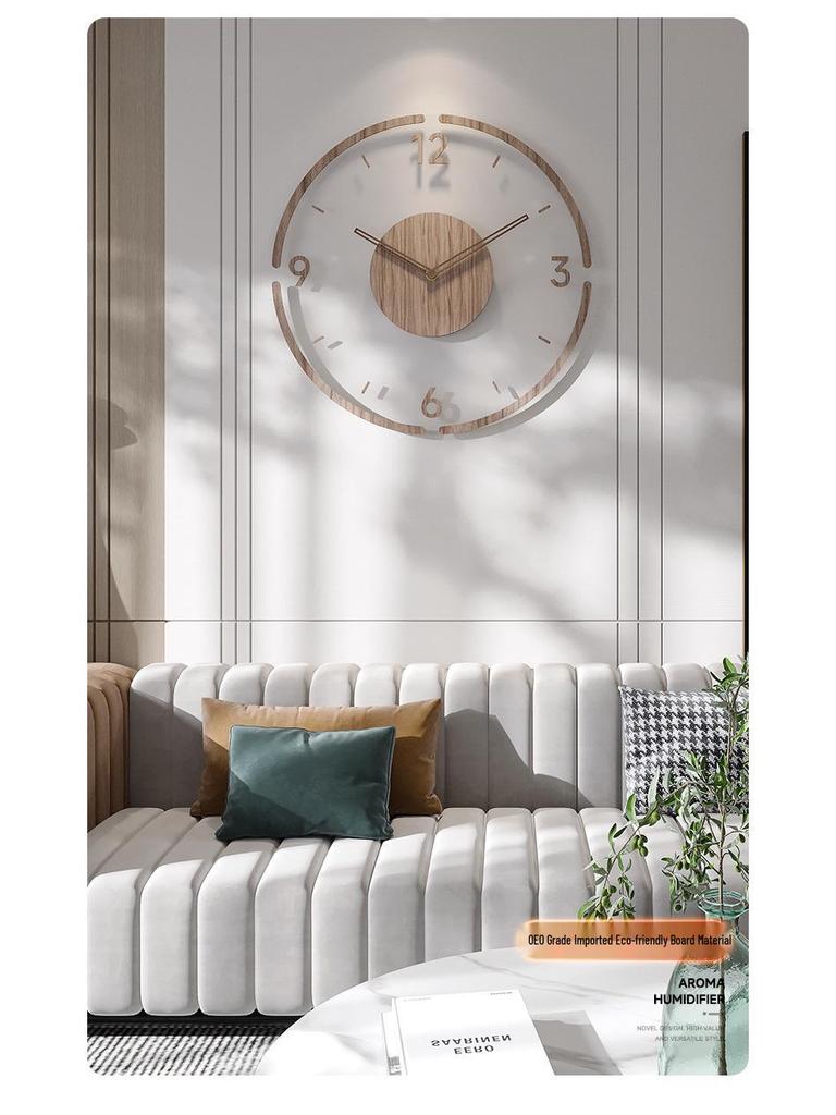 2022 Nordic Solid Wood Silent Quartz Wall Clock for Living Room