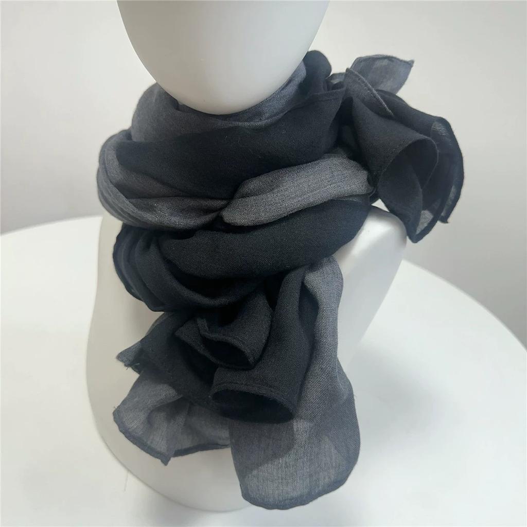 Korea Design New Spliced Scarf Long Two-Tone Cotton Warm Contrast Color Shawl Women's Scarves 75*190cm