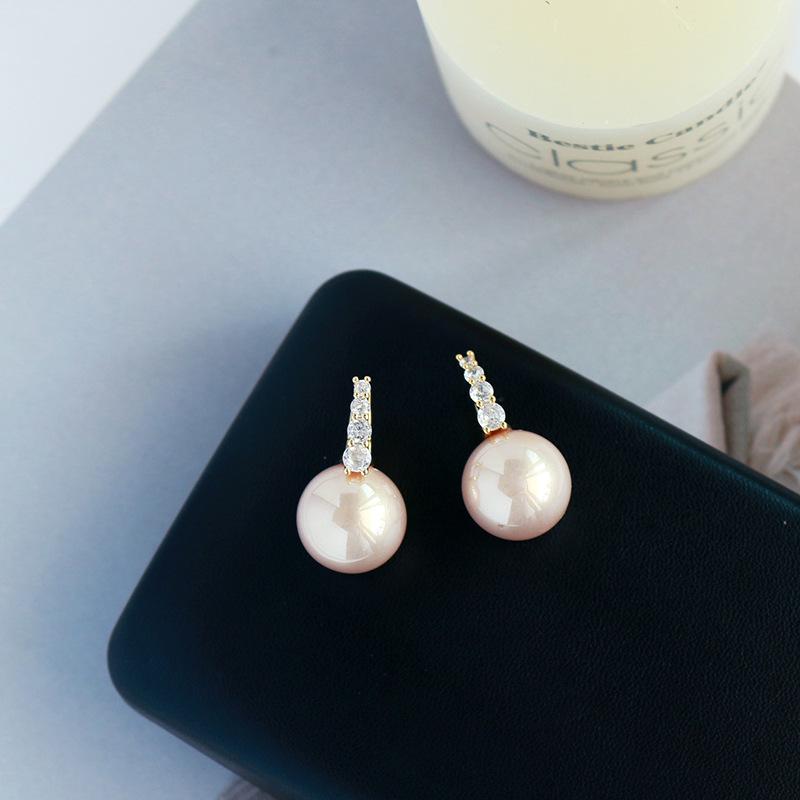 2024 Hot Pink Pearl Stud Earrings - Women's Niche High-End French Design