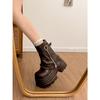Retro Brown British Style Thick-soled Martin Boots Autumn with Skirt To Increase Height and Show Thinness Short Boots