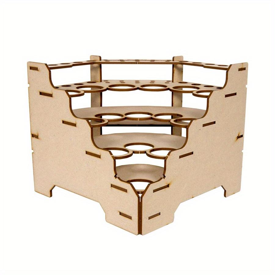 1pc 15/24 holes DIY Pigment Bottle&brush Wooden Storage Organizer Holder,Color Paint Ink Brush Stand Rackfor School&Home.