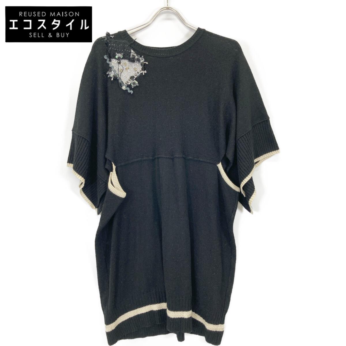 

OLLEBOREBLA 329083 Pig Stone Bijou Patch Knit dress *There is no size notation. blackUsed