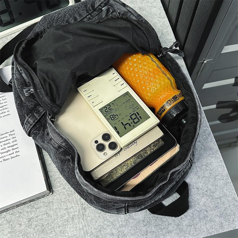 Retro džínový batoh s velkou kapacitou studentská školní taška