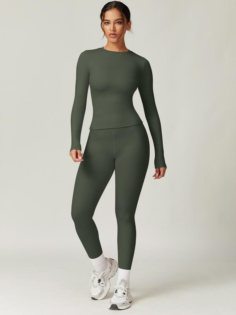 Women's Winter High-Waisted Slimming Yoga Set: Elastic Leggings and Long-Sleeved Jacket