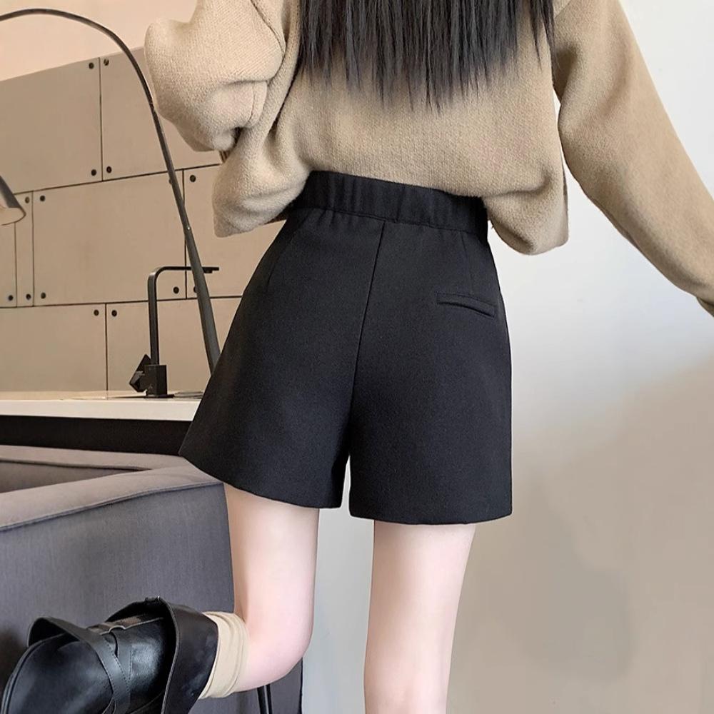 

Шорты женские зимние новые широкие брюки с высокой талией однотонные ботинки простые повседневные брюки XL