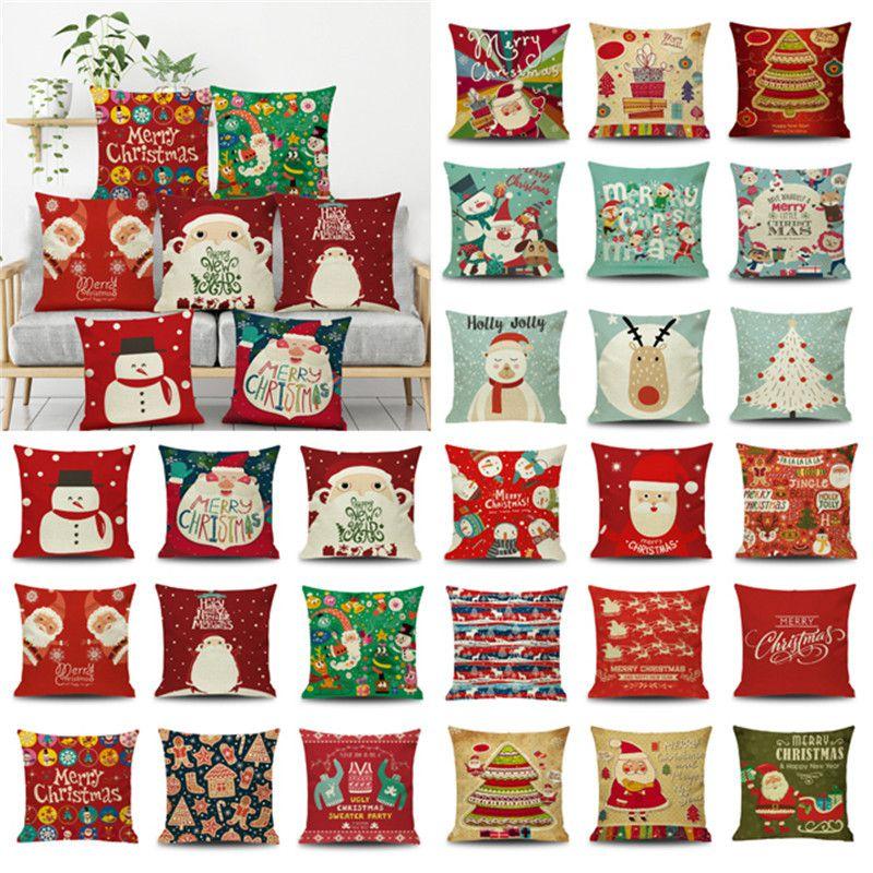 Festlicher Weihnachtskissenbezug mit Weihnachtsmann und Schneemann für gemütliche Heimdekoration
