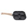 4 Cup Egg Pan Non-Stick Wood Handle Pancake Pan Heavy Duty Aluminum Alloy Breakfast Skillet Bacon/Burgers/Omelet
