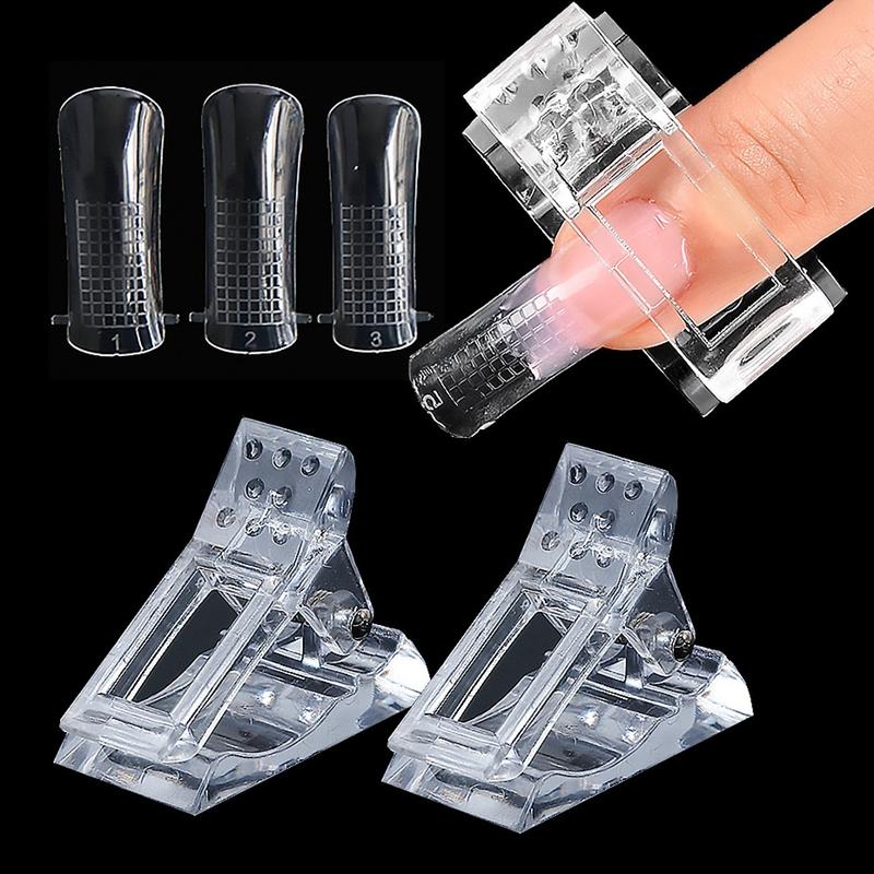5pcs Nail Tips Clip Quick Building Poly Uv Gel Assistant Tool Diy Manicure Plastic Extension Clamp