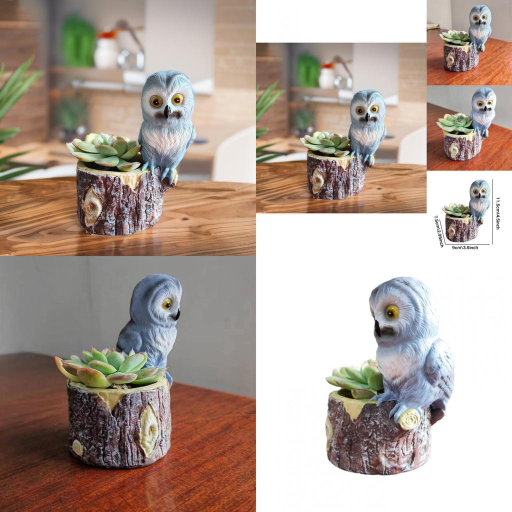Stylish Owl Planter Elegant Resin Flower Pot For Contemporary Home Dcor